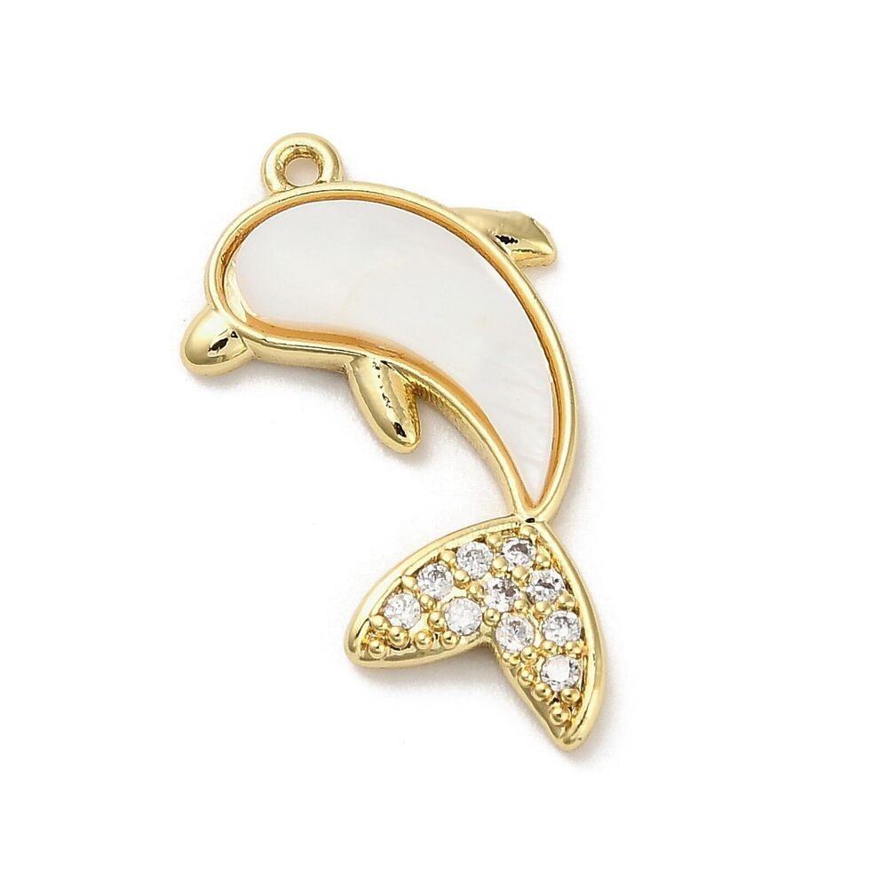 3637 7 pcs Lovely Dolphin Natural White Shell Charms Sea Ocean Animal Fish